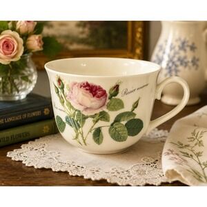 Roy Kirkham Redoute Roses Rosa Muscosa Oversized Mug Cup Fine Bone China England